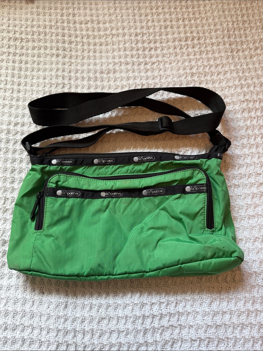 Lesportsac Green Nylon Crossbody Messenger with Black Strap